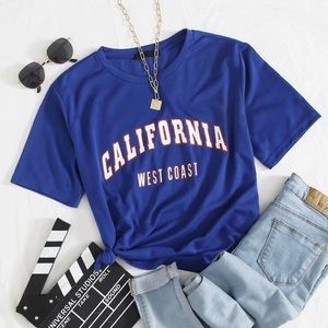 Blue letter graphic Tee